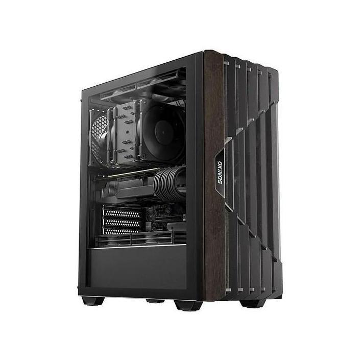 OKINOS Cypress 5 Oak Wood ATX Type-C 4x120mm Fans Tempered Glass Mid-Tower Case