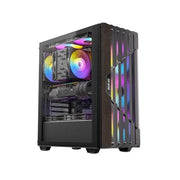 OKINOS Cypress P5 ARGB Oak Wood ATX 4x120mm Fans Tempered Glass Case