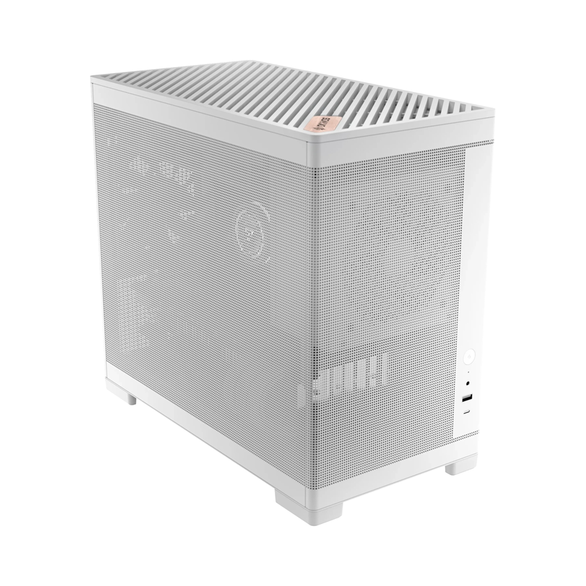 OKINOS Mini Art 4 White Mini Tower Micro-ATX/ITX Mesh Panels USB-C 3Fans 240mm