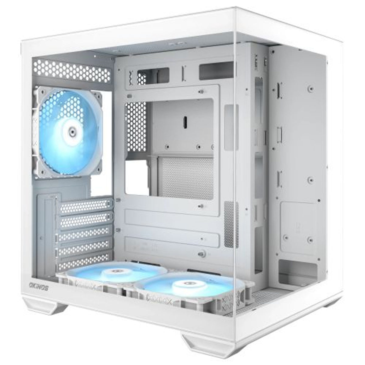 OKINOS Mirage 4 ES White Mini Tower Case mATX/ITX Tempered Glass 3x120mm ARGB