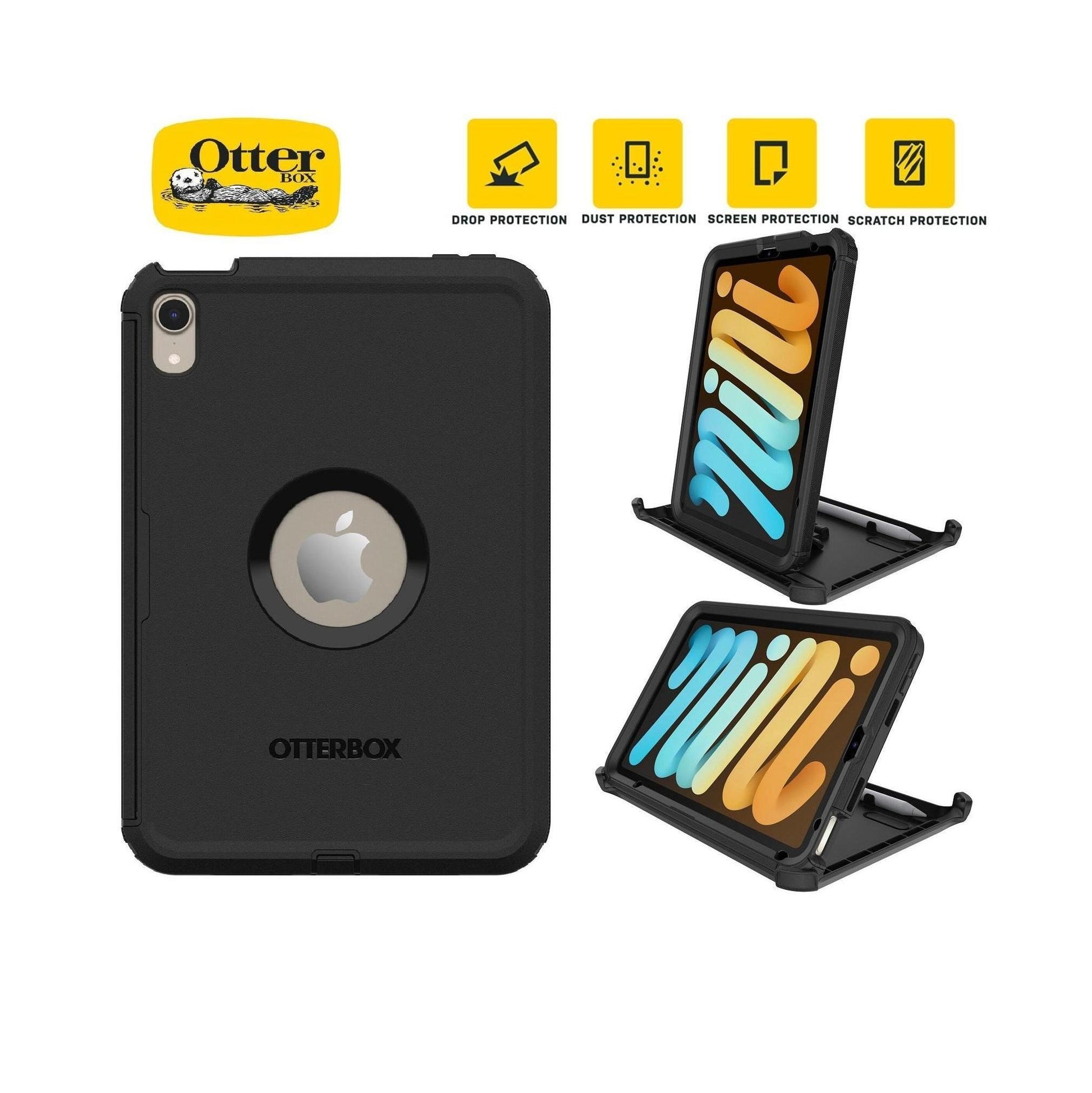 OtterBox Defender Apple iPad Mini 8.3" A17 Pro 7th Gen Case Black
