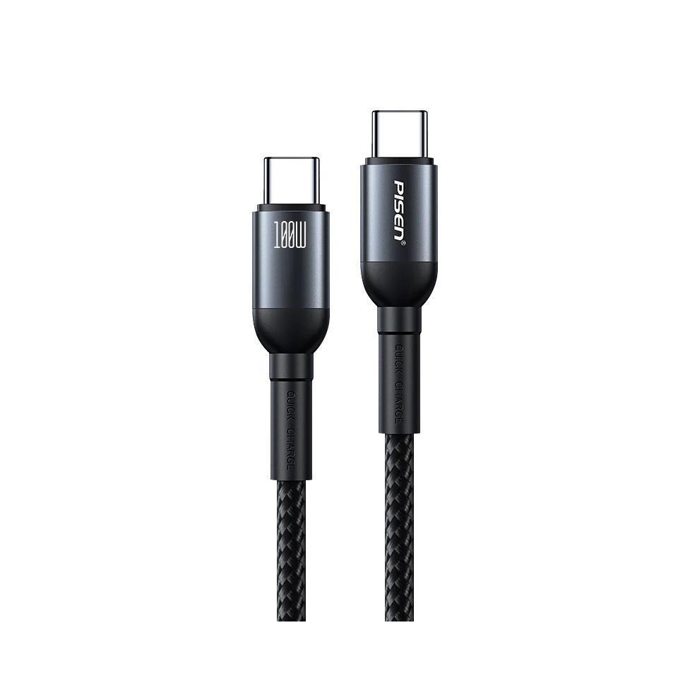 PISEN Braided USB-C to USB-C 100W PD Fast Charge Cable 1M Black