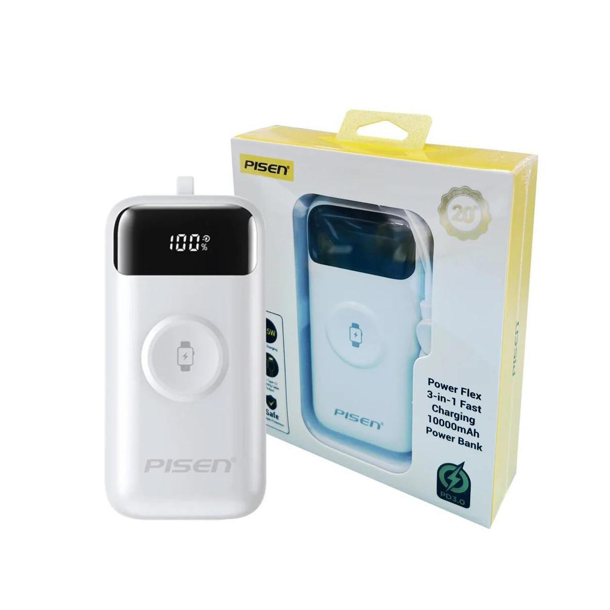 Pisen Flex 22.5W CCC-Certified 10K (10000mAh) Power Bank + Integrated Cable (...