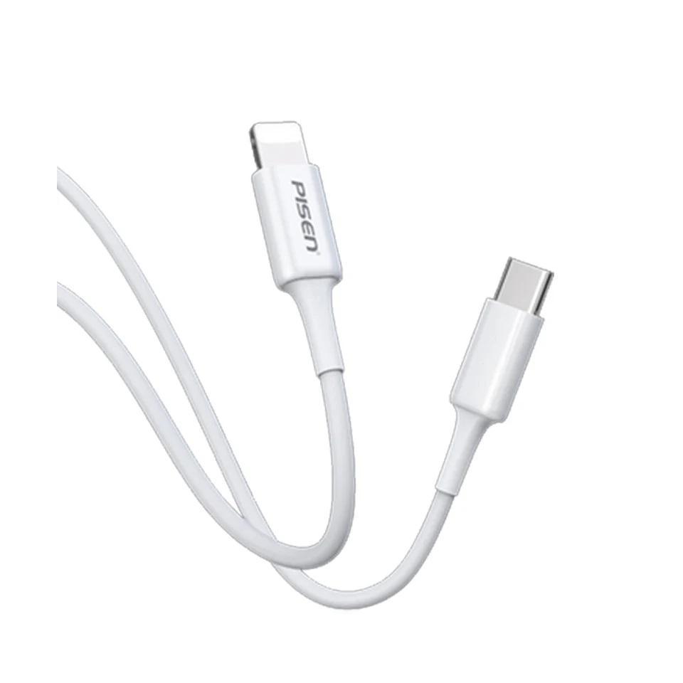 PISEN Mr White Lightning to USB-C 2M PD Fast Charge Cable White 3A Data Sync