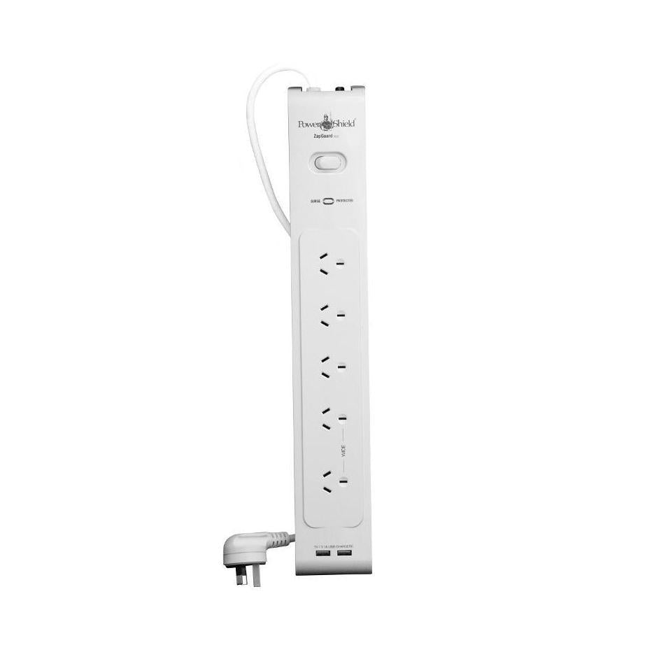 PowerShield ZapGuard PSZ5U2 5-Way Power Surge Filter Board 2-USB Connectors Wall-Mountable