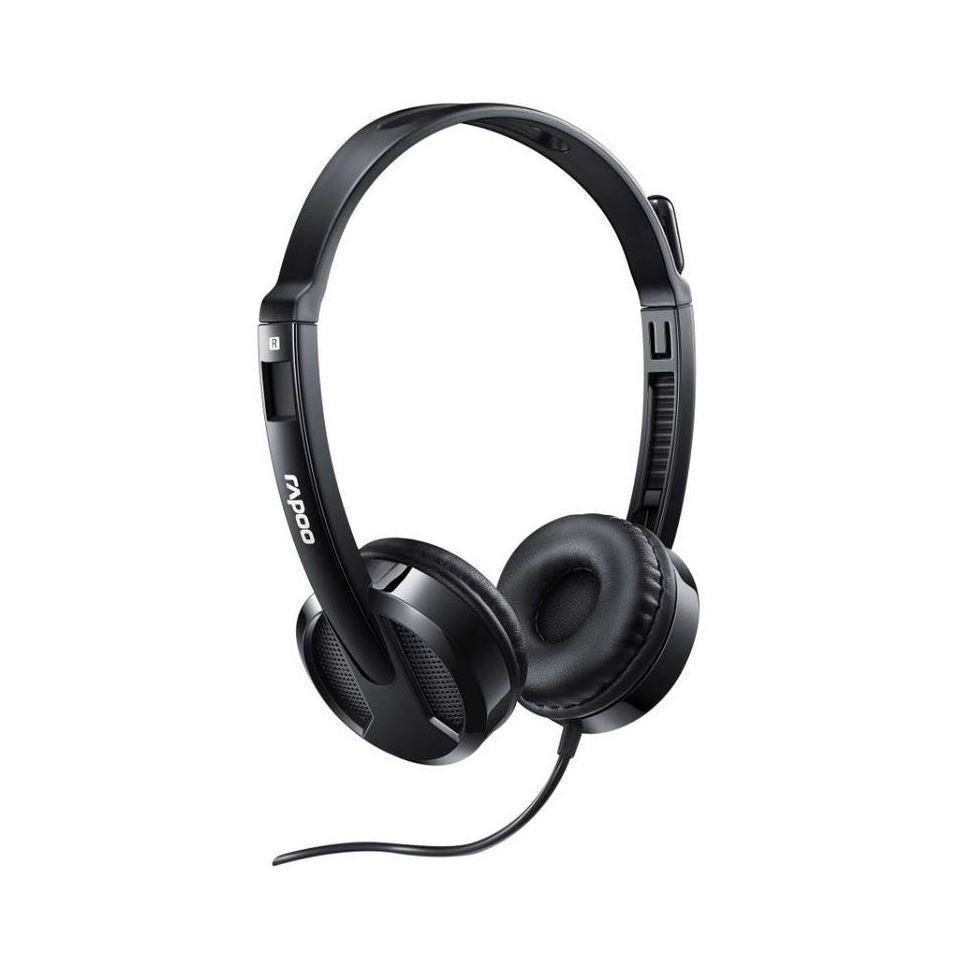 Rapoo H100 Wired Stereo Headset HD Voice Rotary Mic Volume Adjust 3.5mm Jack