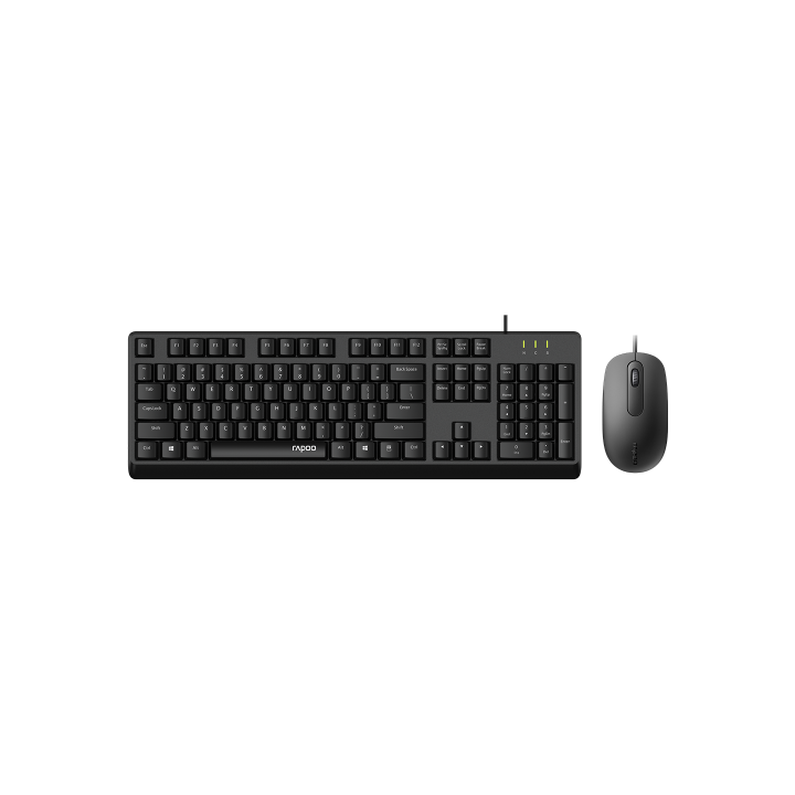 Rapoo X130Pro Wired Keyboard Mouse Combo Black 1000DPI SpillResistant