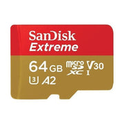 SanDisk Extreme 64GB microSDXC UHS-I V30 A2 170MB/s R 80MB/s W SD Adaptor