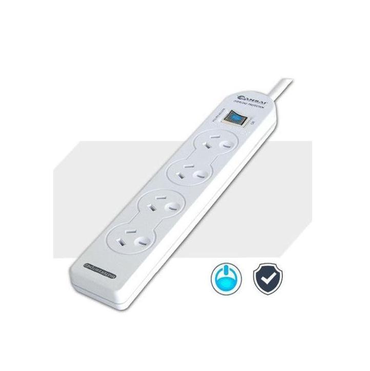 Sansai 4 Outlet Powerboard Master Switch Reset Button 1m Cord
