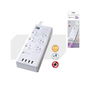 Sansai 6 Outlet 4 USB Surge Protected Power Board Master Switch