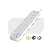 Sansai 6 Outlet Powerboard Individual Switches 3 Spaced Sockets 1m Cord