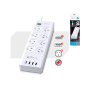 Sansai 8 Outlet 3*USB-A 1*USB-C Powerboard Master On/Off switch Surge and ove...