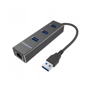 Simplecom CHN410 Black Aluminium 3 Port USB 3.0 Hub with Gigabit Ethernet Adapter 1000Mbps