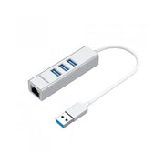 Simplecom CHN420 Silver Aluminium 3 Port SuperSpeed USB HUB with Gigabit Ethe...