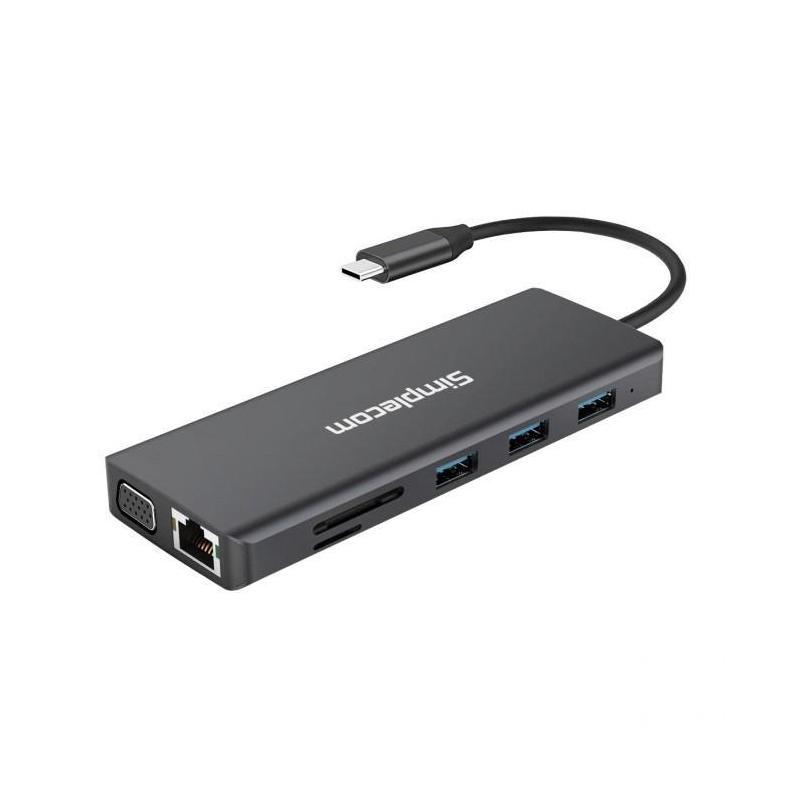 Simplecom CHN612 USB-C 12-in-1 Multiport Docking Station Dual HDMI VGA Triple Display Gigabit LAN