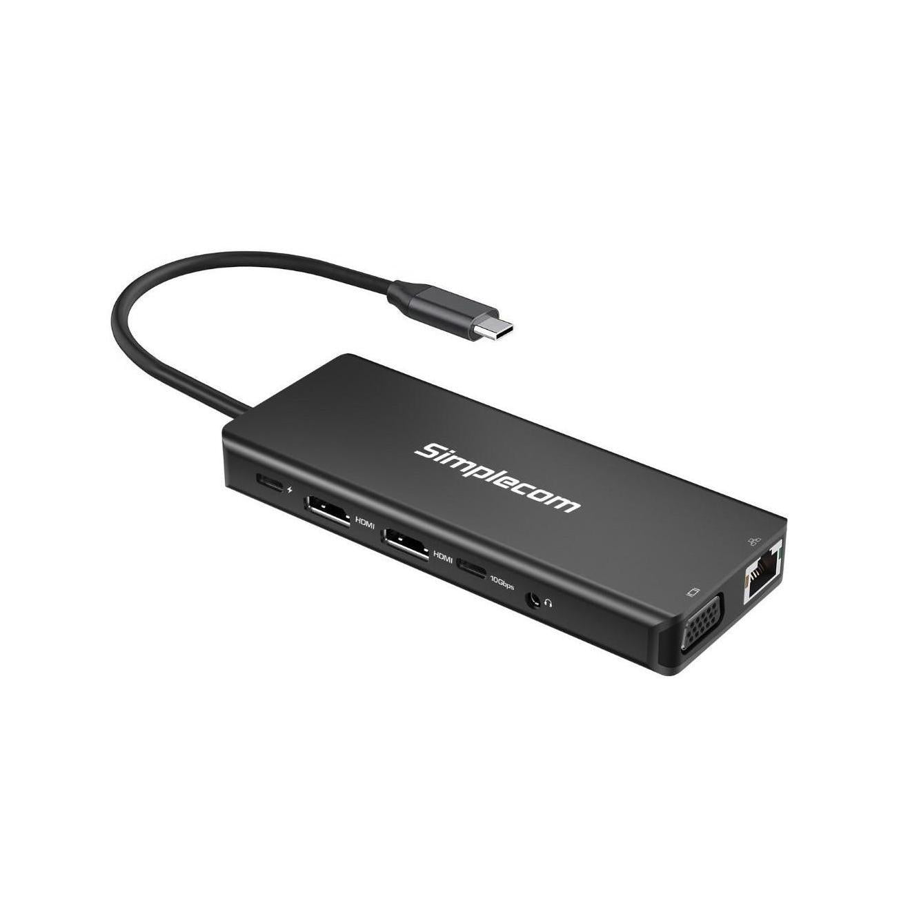 Simplecom CHN613 USB-C 13-in-1 Dual HDMI VGA Triple Display 10Gbps Docking Station