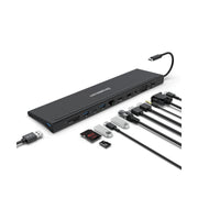 Simplecom CHN622 USB-C 12-in-1 Multiport Hub Dual HDMI VGA Triple Display Laptop Stand