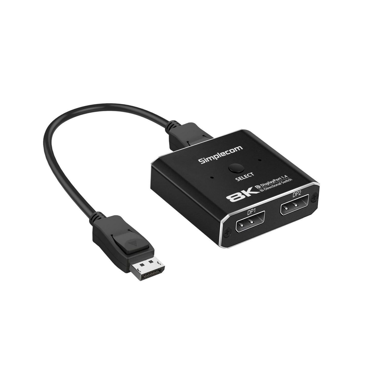 Simplecom CM202 Bi-Directional 2 Way DisplayPort Switch Selector DP 1.4 8K