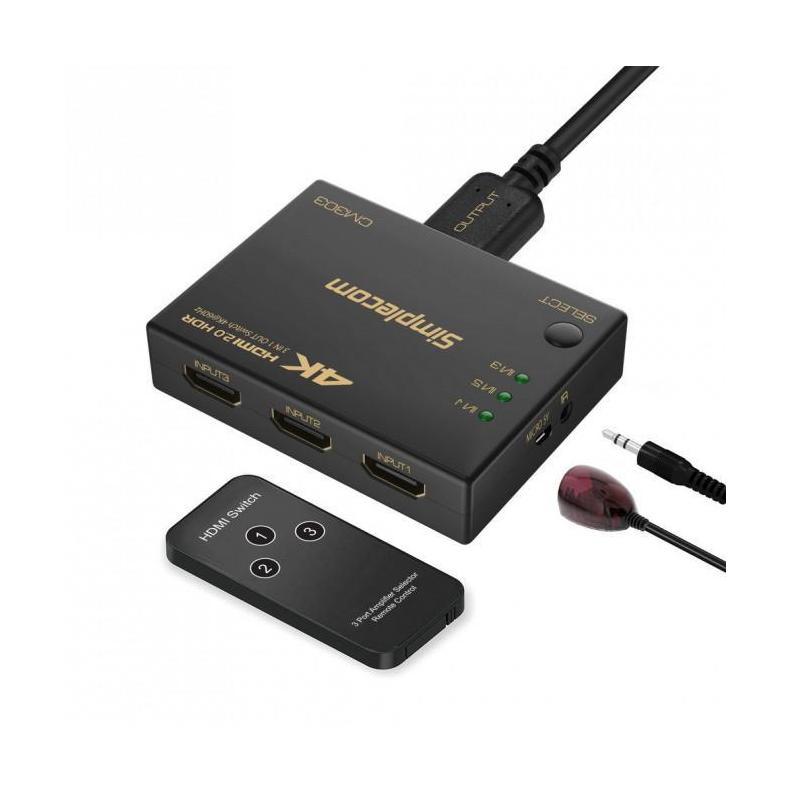 Simplecom CM303 Ultra HD 3 Way HDMI Switch 3 IN 1 OUT 4K@60Hz