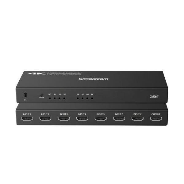 Simplecom CM317 7-Port HDMI 2.0 Switch 4K@60Hz HDCP 2.2 Remote Included