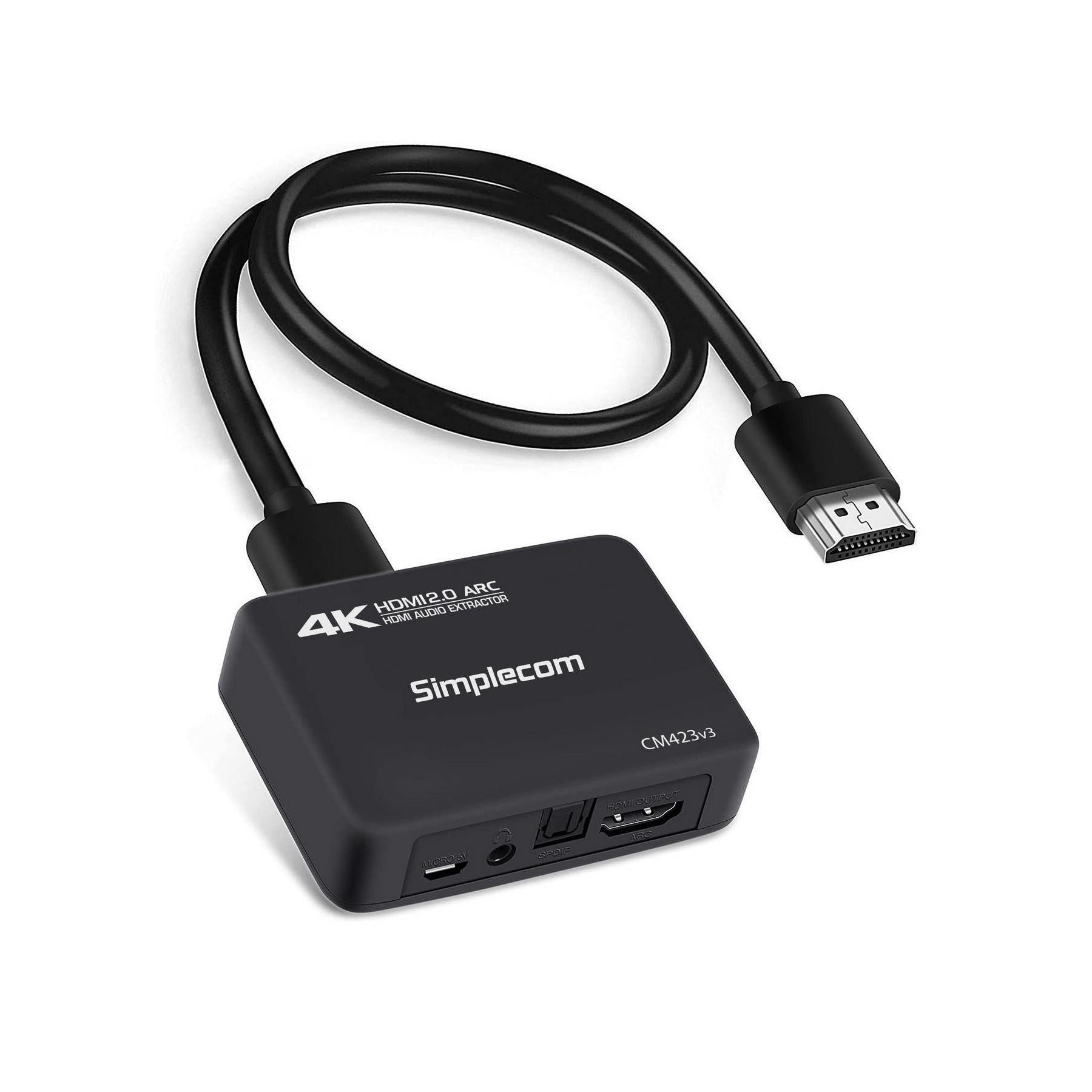 Simplecom CM423v3 HDMI 2.0 Audio Extractor Optical SPDIF 3.5mm ARC 4K@60Hz