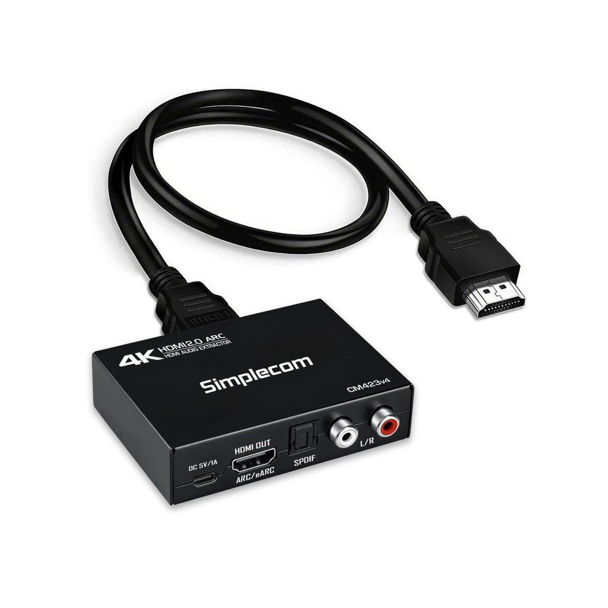 Simplecom CM423v4 HDMI 2.0 Audio Extractor Optical SPDIF 2RCA 3.5mm 4K@60Hz