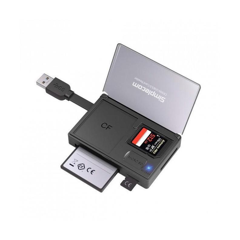 Simplecom CR309 3-Slot USB 3.0 Card Reader with Storage Case