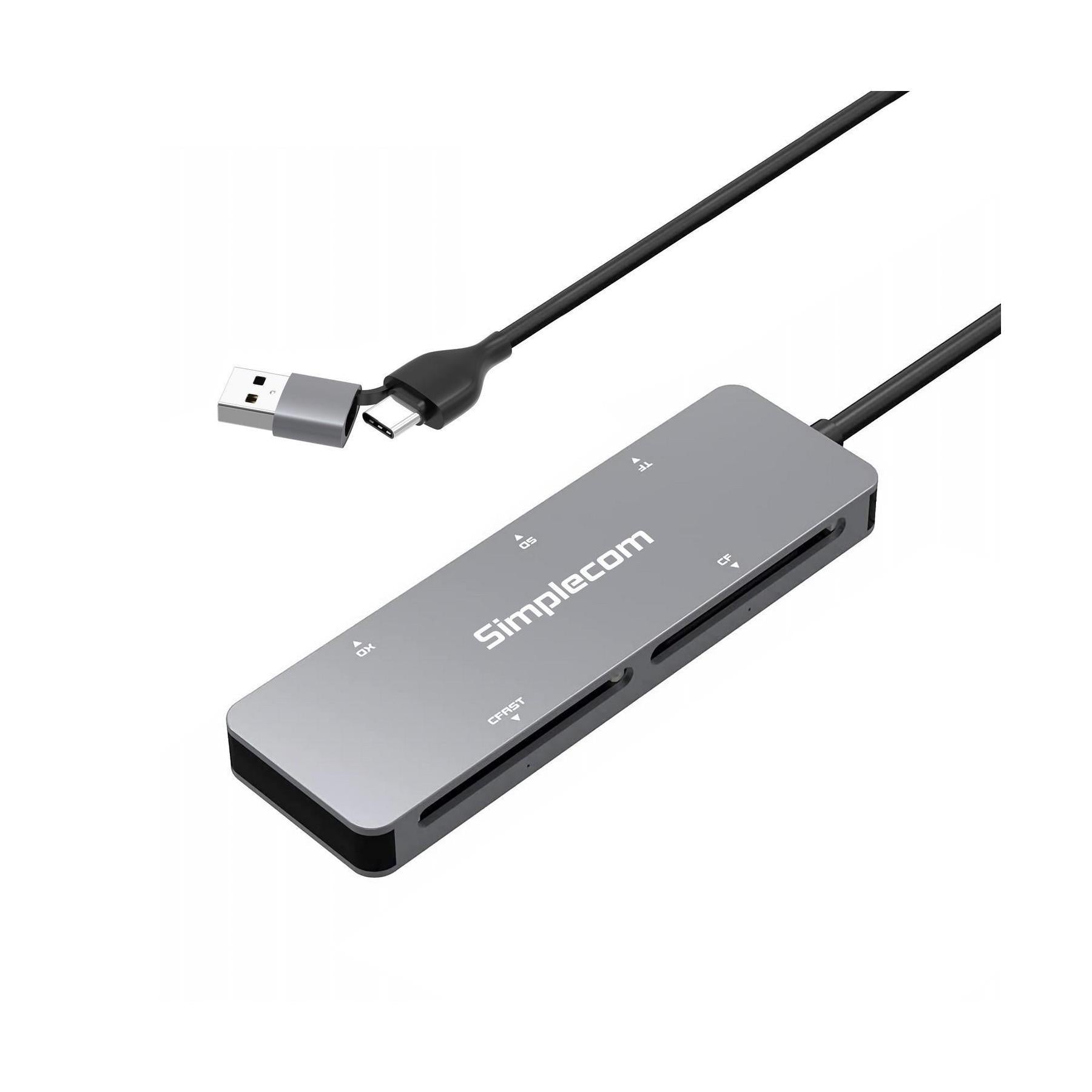 Simplecom CR407 5-Slot USB 3.0 USB-C Card Reader CFast CF XD SD MicroSD