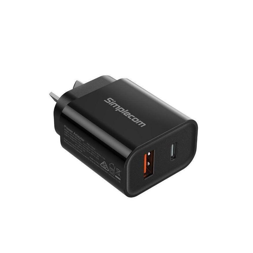 Simplecom CU220 Dual Port 20W PD Wall Charger USB-C + USB-A