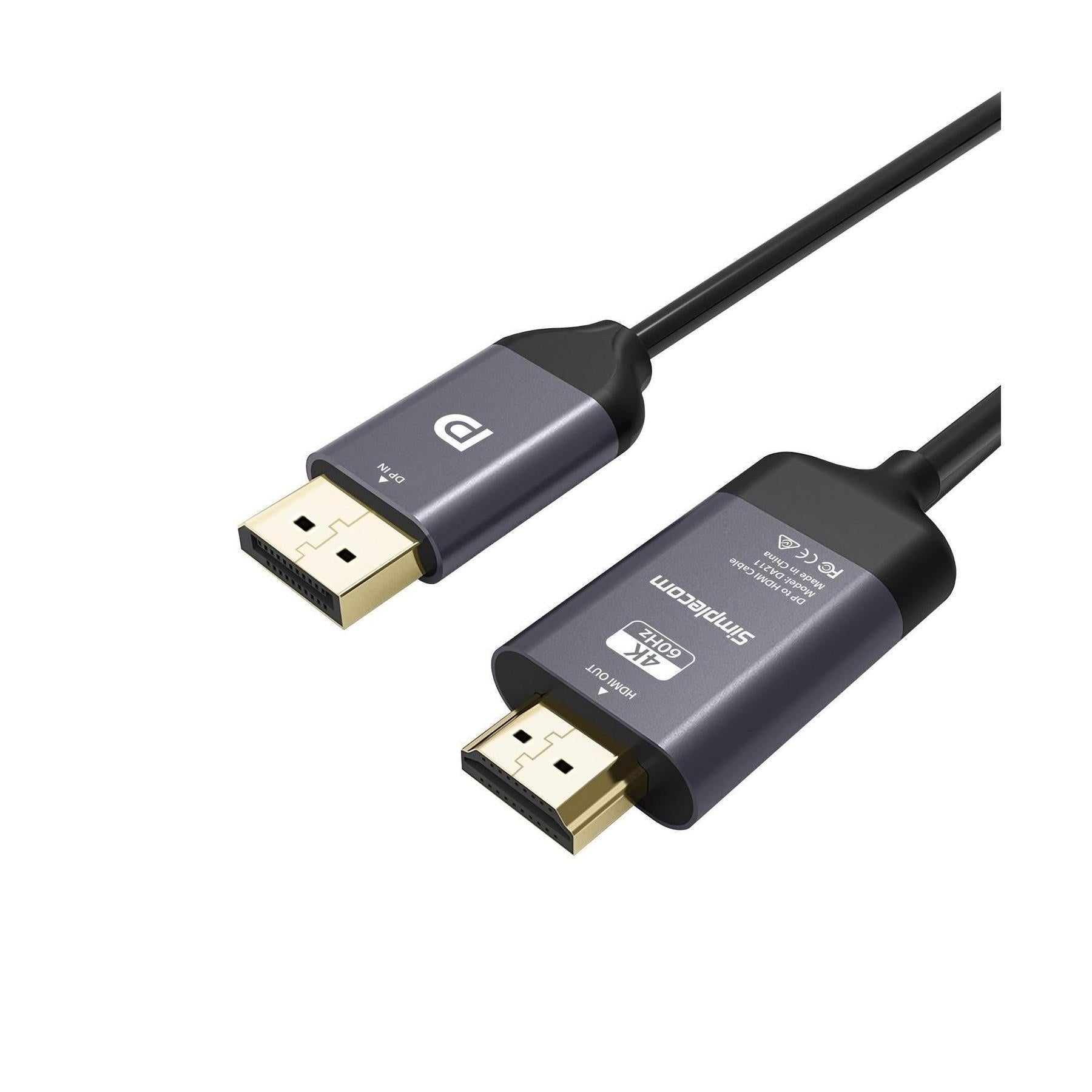 Simplecom DA211 Active DisplayPort to HDMI 2.0 Cable 2M 4K@60Hz