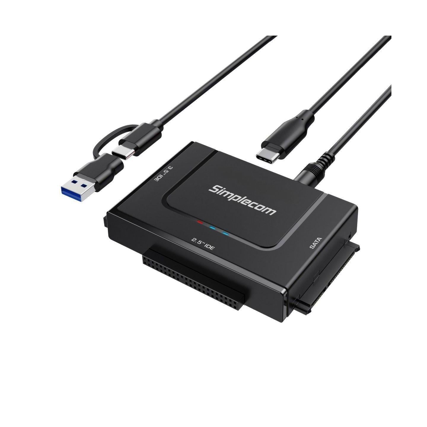Simplecom SA492C USB to 2.5-3.5-5.25 SATA IDE Adapter with Power Supply