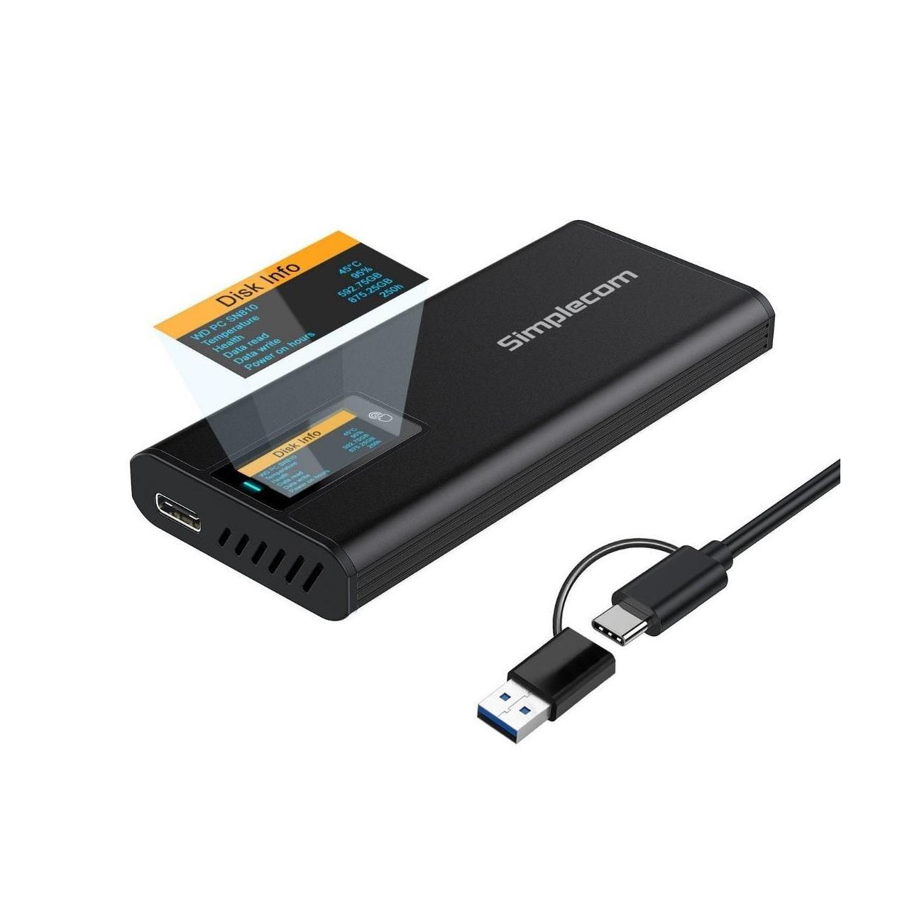 Simplecom SE530 NVMe/SATA M.2 SSD USB-C Enclosure USB 3.2 Gen 2 10Gbps SMART LED
