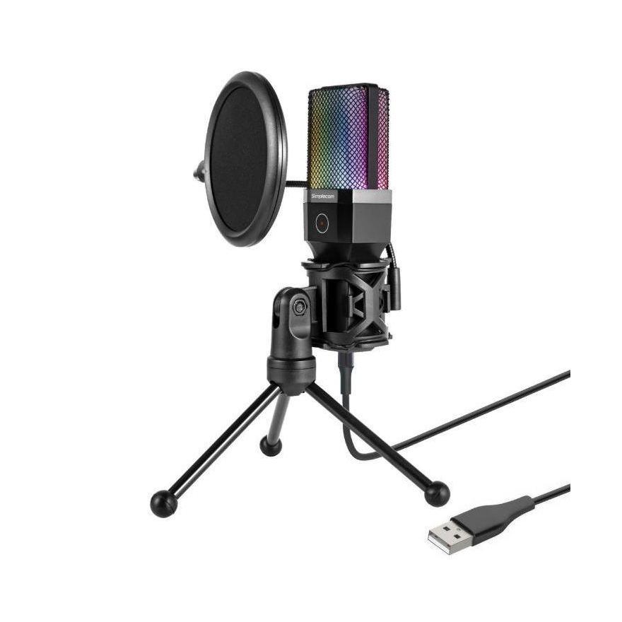 Simplecom UM650 RGB Cardioid Condenser Mic with Tripod Pop Filter