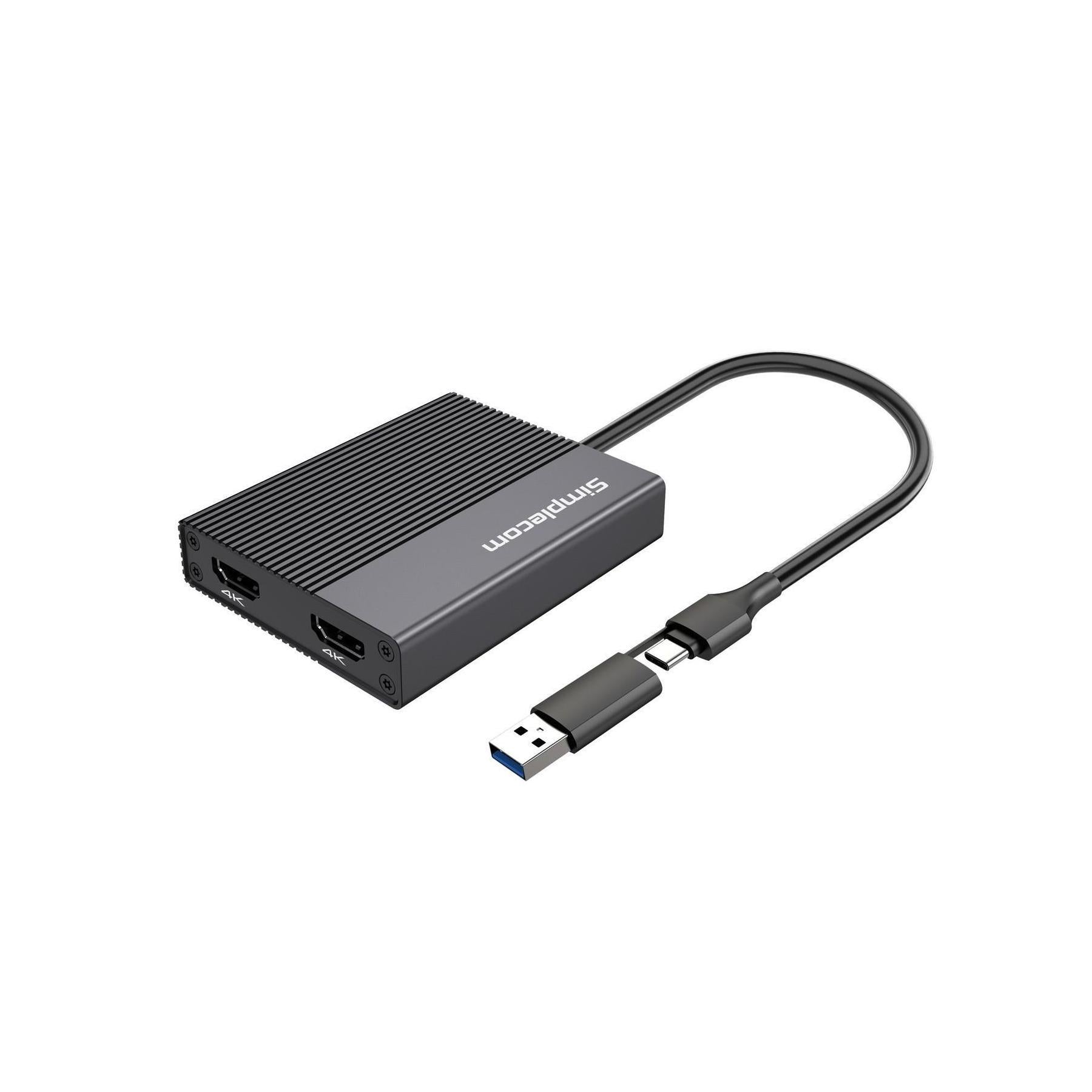 Simplecom USB 3.0 USB-C Dual 4K HDMI 2.0 Display Adapter 4K 60Hz