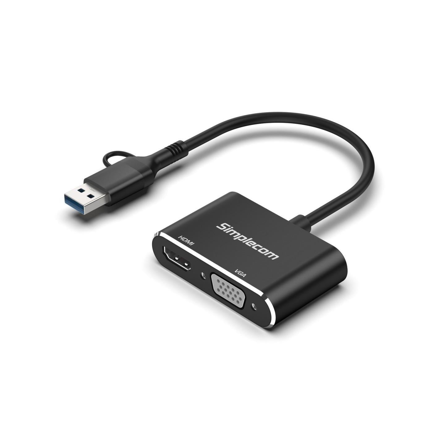 Simplecom USB 3.0 USB-C to HDMI VGA Adapter 1080p