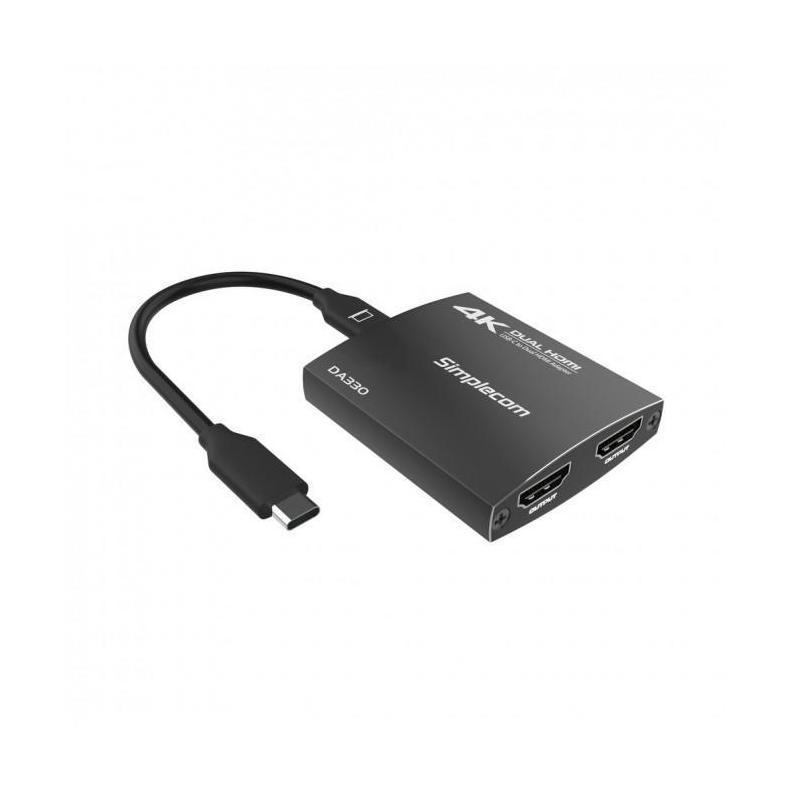 Simplecom USB-C to Dual HDMI MST Adapter 4K 60Hz with PD and Audio Out