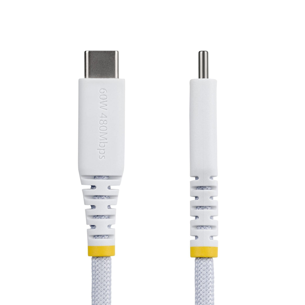 StarTech 15cm White USB-C Charging Cable 60W Dual-Layer Braided Nylon/TPE