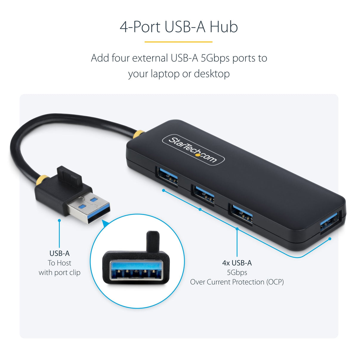 StarTech 4-Port USB-A Hub 5Gbps Bus-Powered USB 3.0
