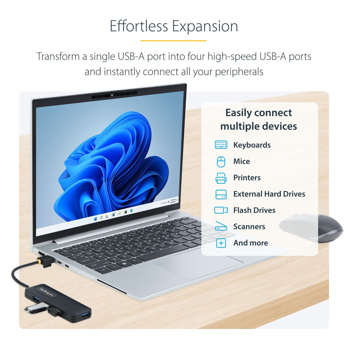 StarTech 4-Port USB-A Hub 5Gbps Bus-Powered USB 3.0
