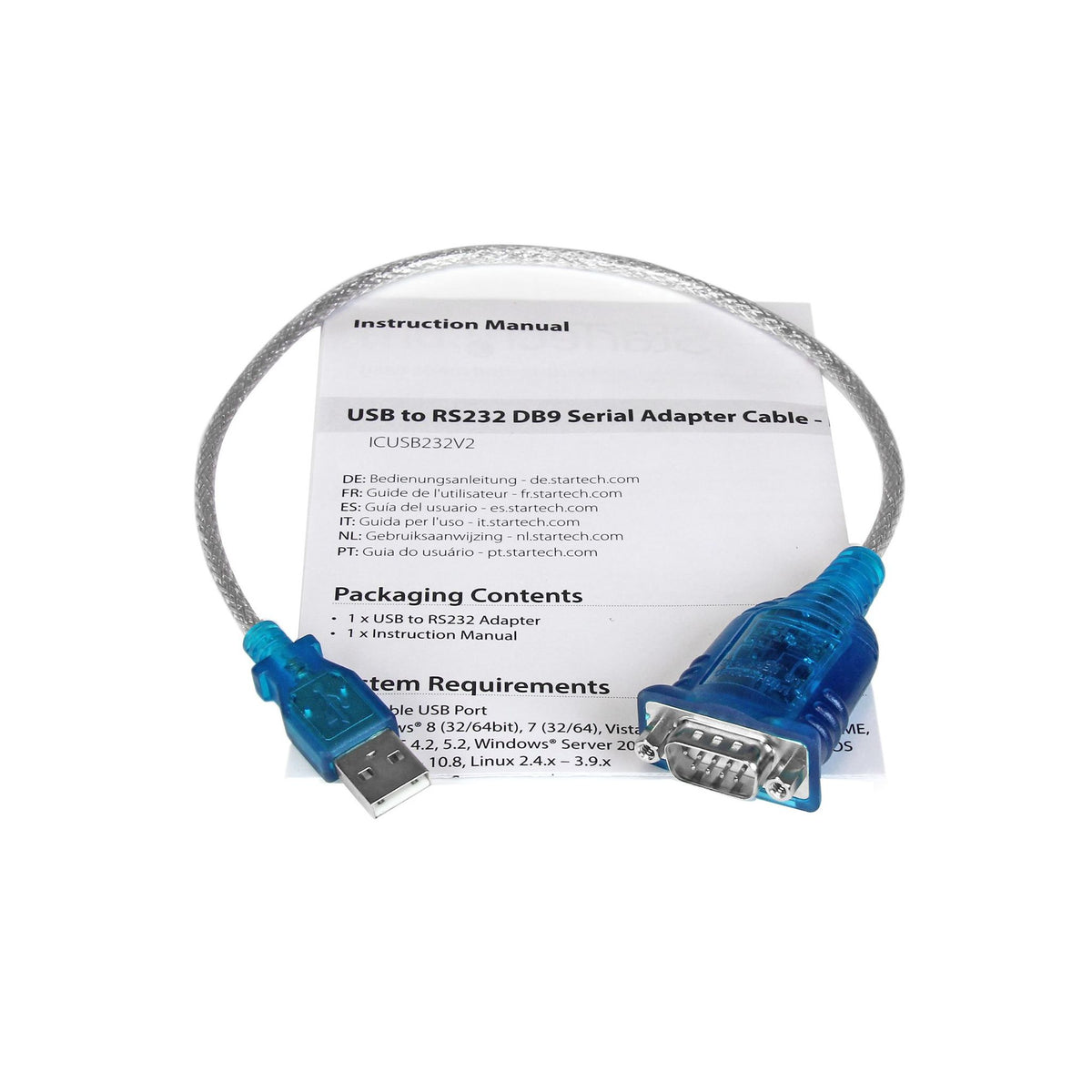StarTech 43cm 1-Port USB-A to DB9 RS232 Adapter Prolific Chipset