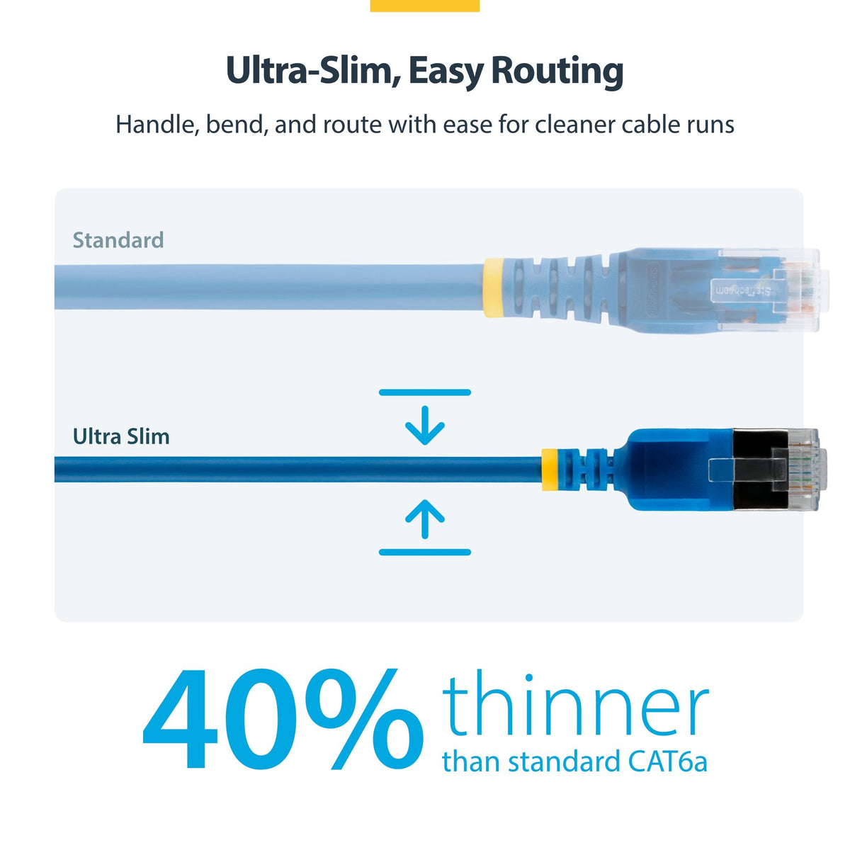 StarTech Blue Ultra Slim CAT6a 30cm FTP Ethernet Cable 34AWG Bare Copper