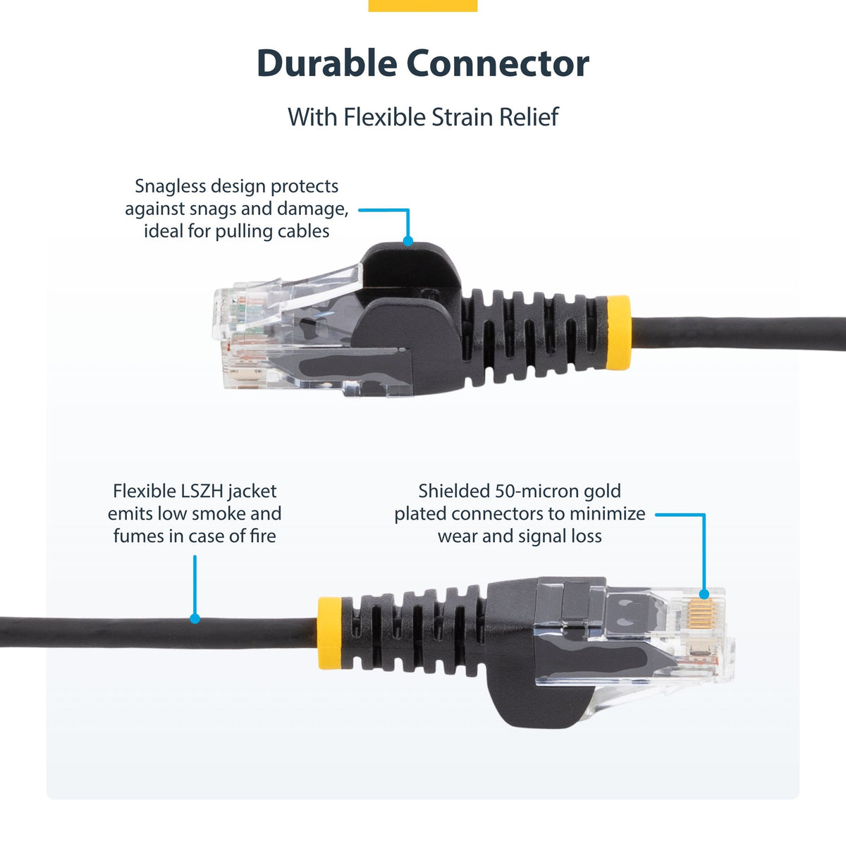 StarTech CAT6 2.5m Black Slim Patch Cord RJ45 28AWG
