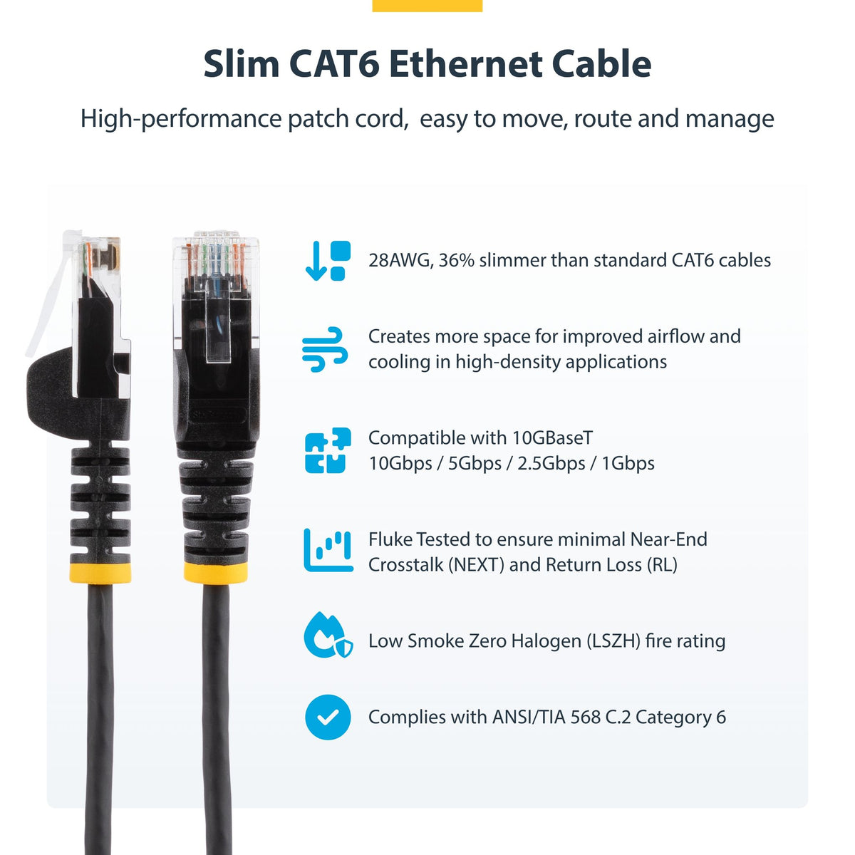 StarTech CAT6 3m Grey Slim Patch Cord RJ45 28AWG