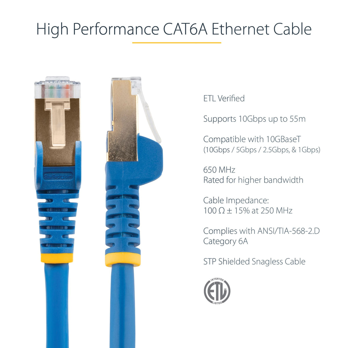 StarTech CAT6a 1.5m Blue RJ45 Snagless Ethernet Cable 26AWG