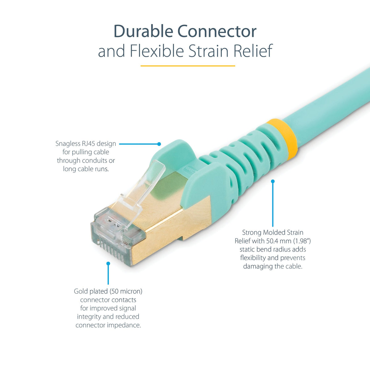 StarTech CAT6a 1m Aqua 10GbE PoE Shielded Ethernet Cable