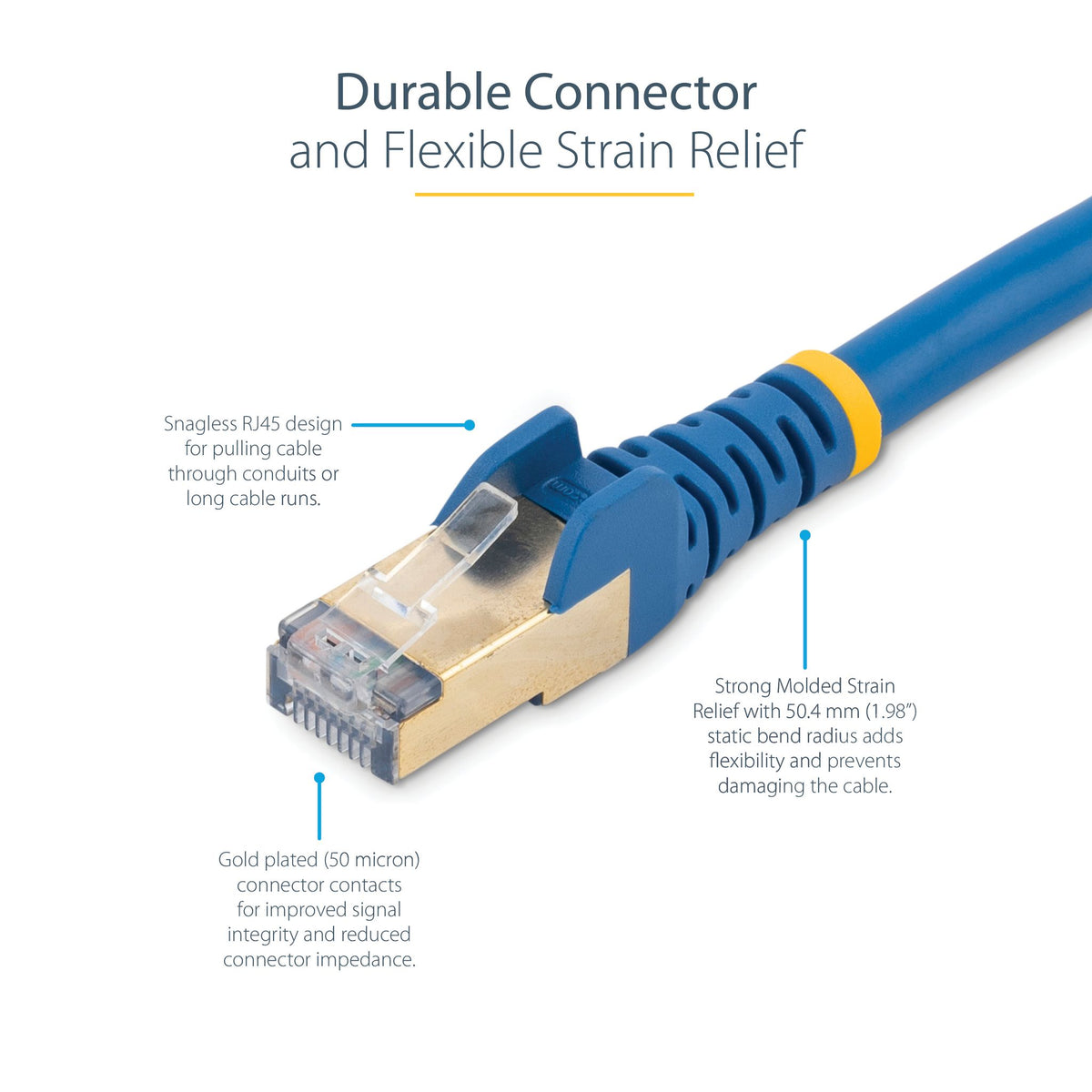 StarTech CAT6a 2m Blue Shielded PoE Ethernet Cable 10GbE