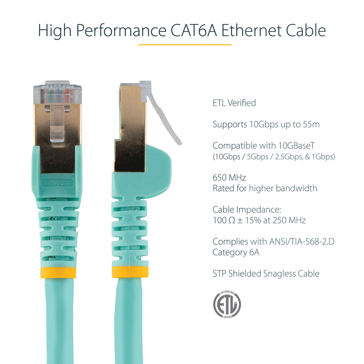 StarTech.com 0.50m CAT6a Ethernet Cable - 10 Gigabit Category 6a Shielded
