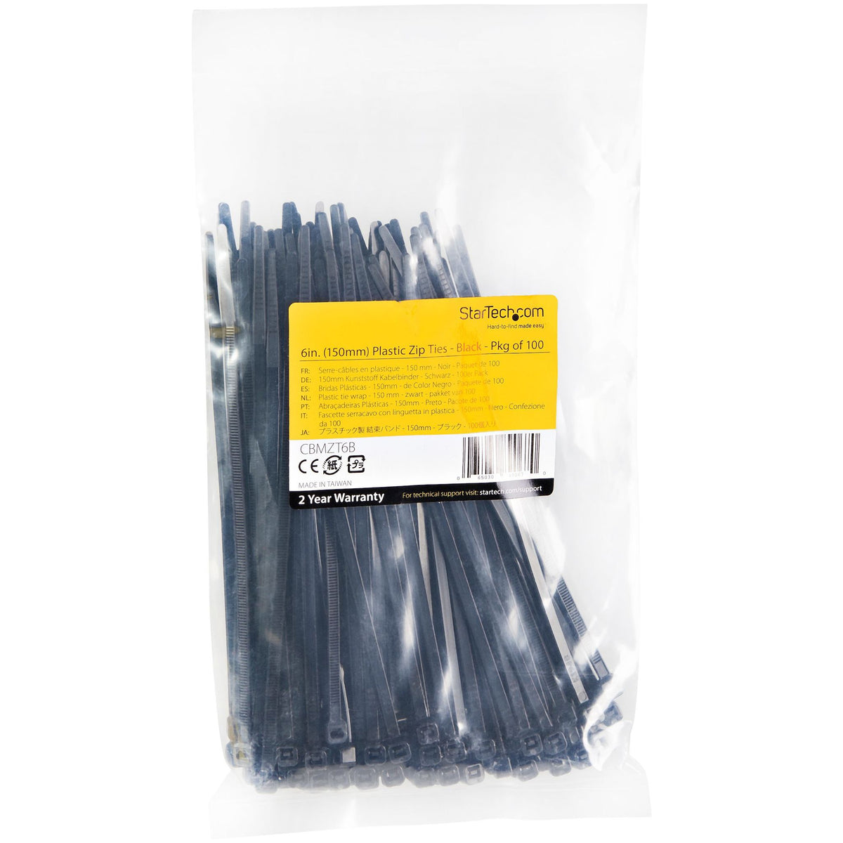 StarTech Com 100 Pack 6" Black Medium Nylon Cable Ties