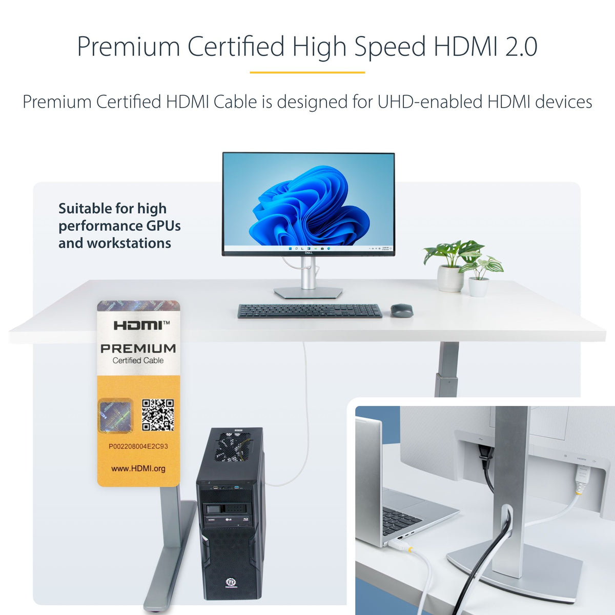 StarTech.com 10ft Premium Certified HDMI 2.0 Cable 4K 60Hz HDR10 TPE Jacket