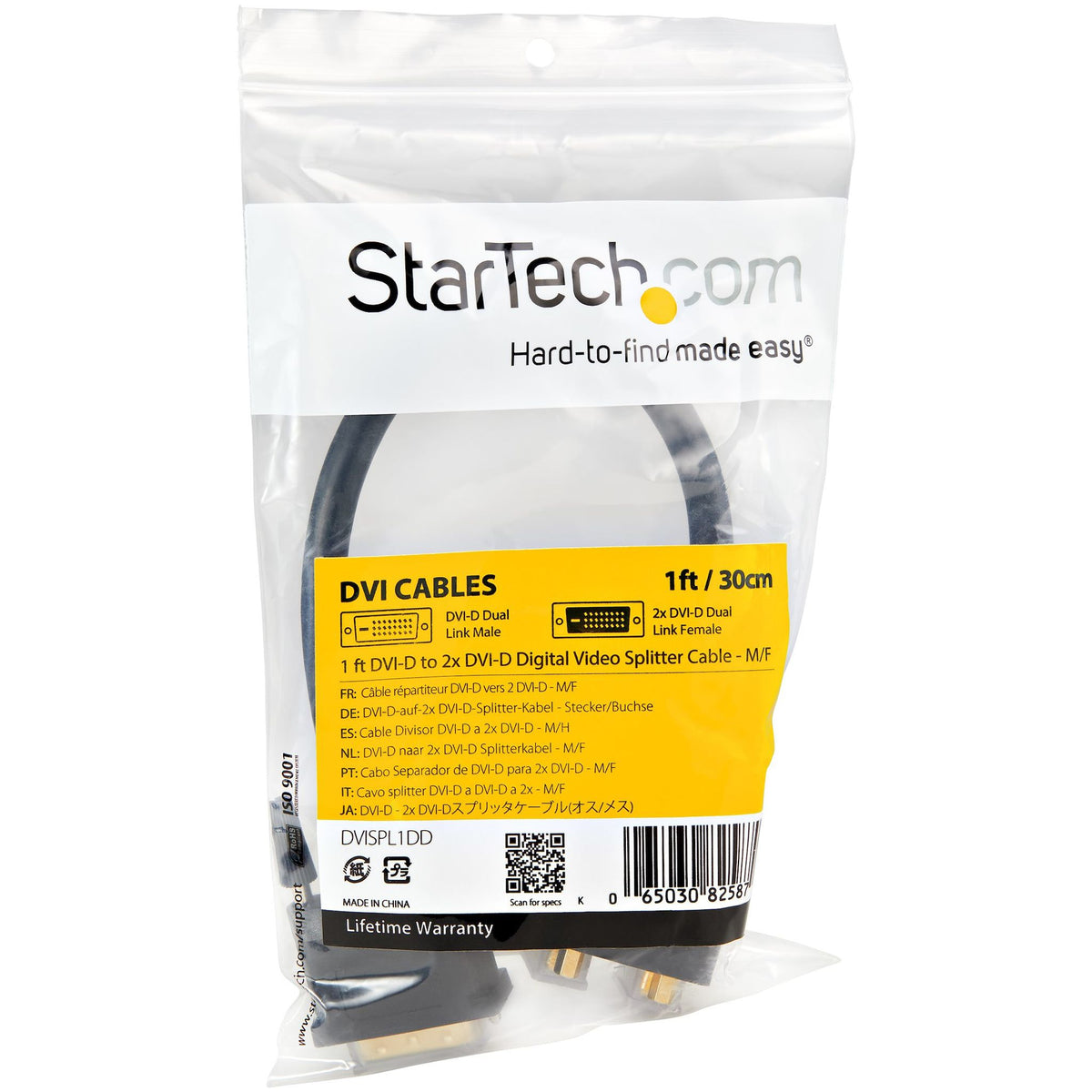 StarTech.com 1ft DVI-D to 2x DVI-D Splitter Cable M/F